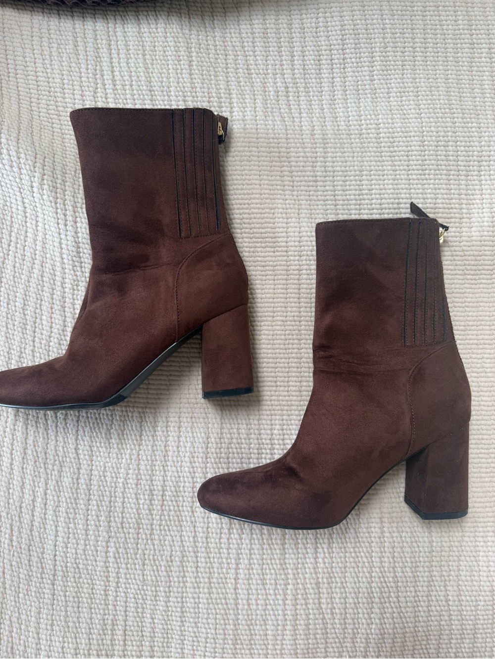 Women's Brown Suede Block Heel Ankle Boots